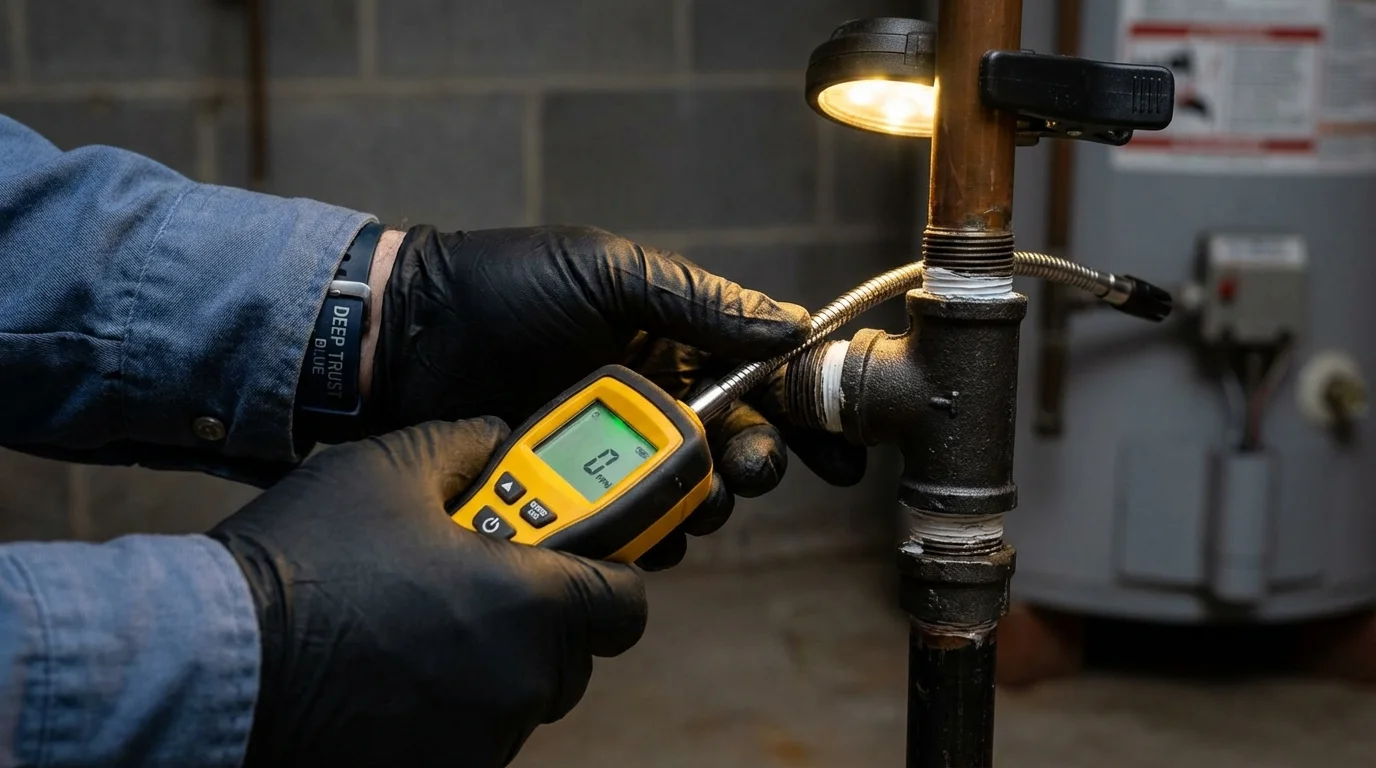 Gas leak detection with electronic sniffer by Johns Plumbing LLC in Eastpoint
