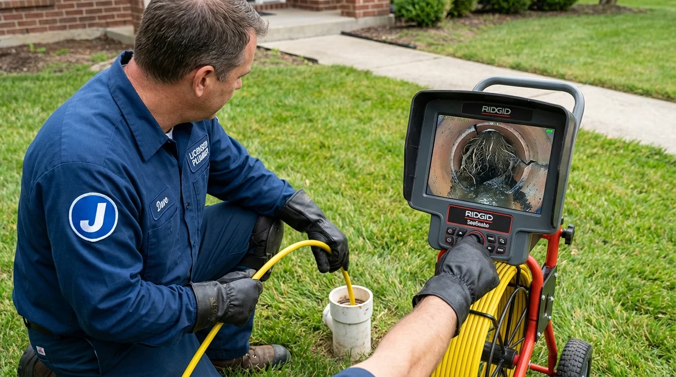 Sewer camera inspection being performed by Johns Plumbing LLC in Eastpoint