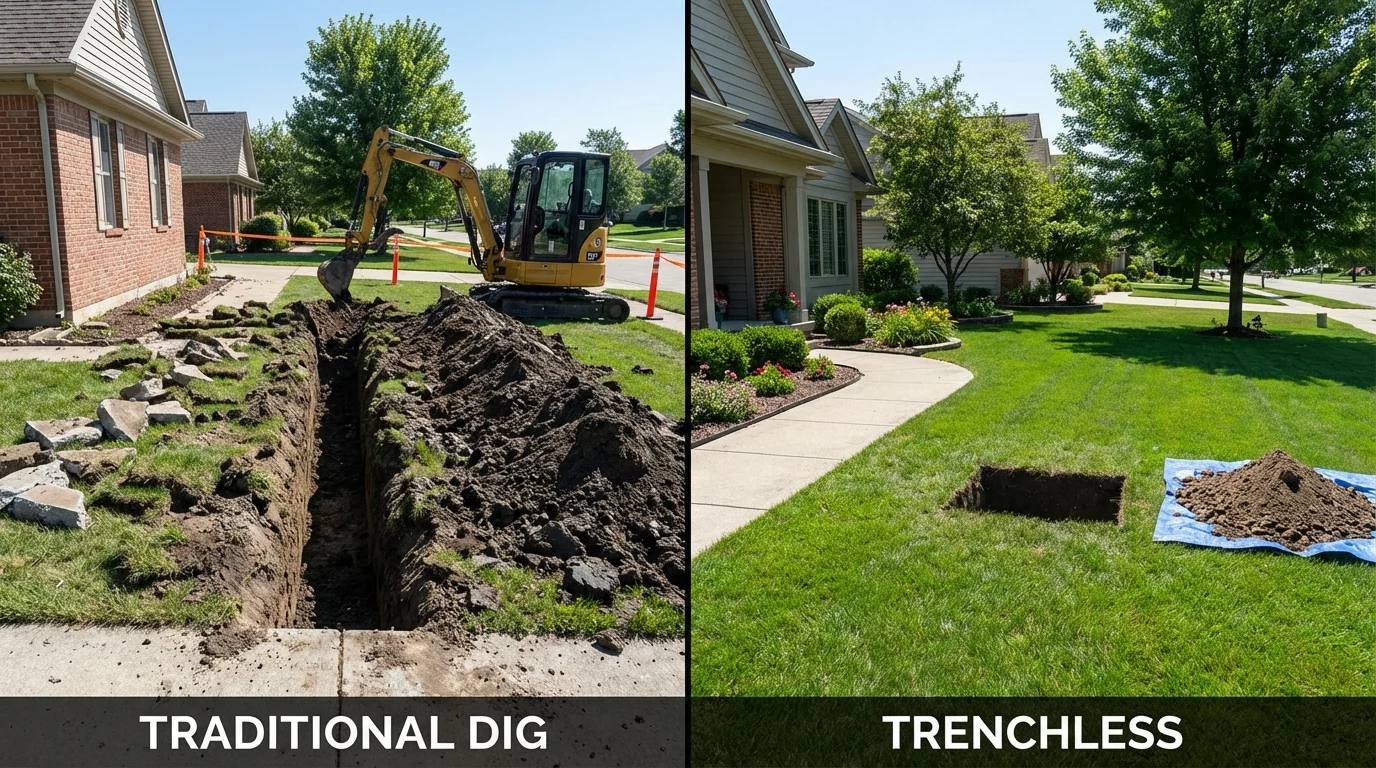 Trenchless sewer repair with minimal yard damage versus traditional excavation in Eastpoint, FL